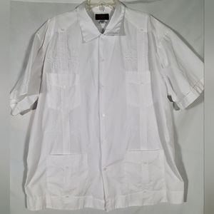 GUAYABERA Y CHAZARILLAS CONTINENTAL PLEATS 4 POCKETS EMBROIDERED DRESS SHIRT 46